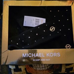 Michael Kors Black Scarf and Hat Set